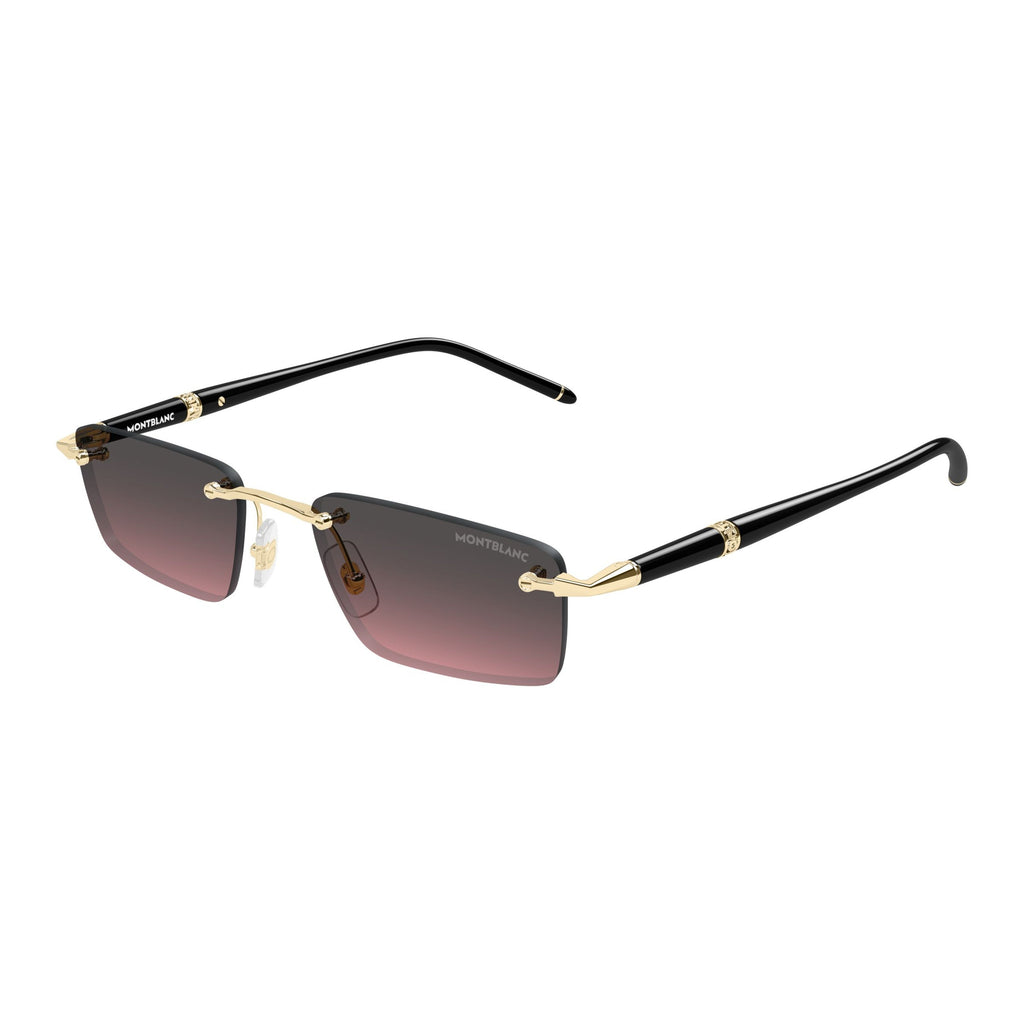 Rimless Rectangular Sunglasses With Gradient Lenses And Gold Accents