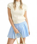 Mock Neck Knit Pullover In White
