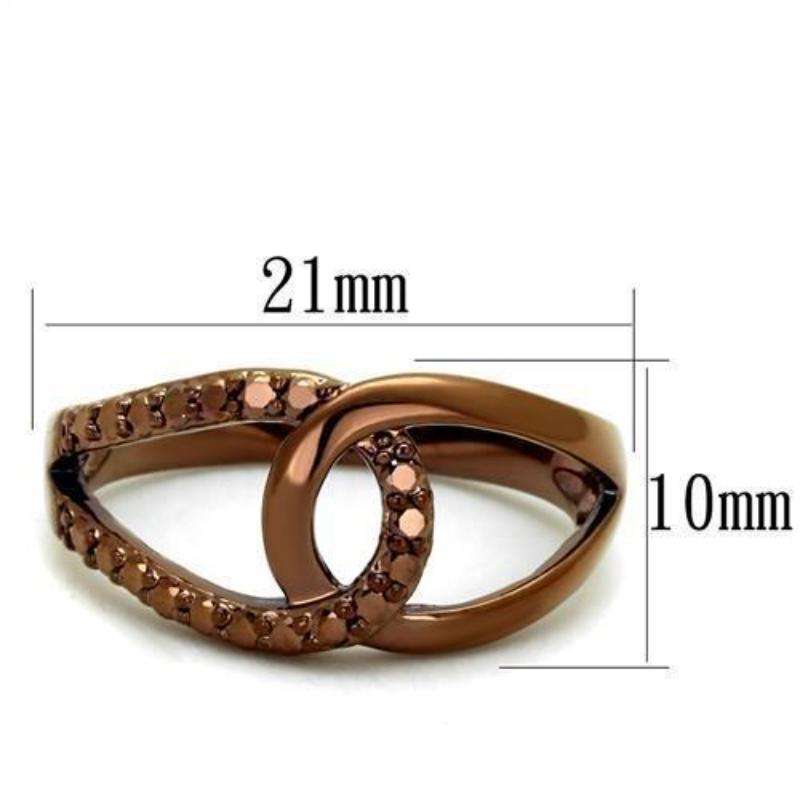 IP Coffee light Brass Ring with AAA Grade CZ in Light Coffee