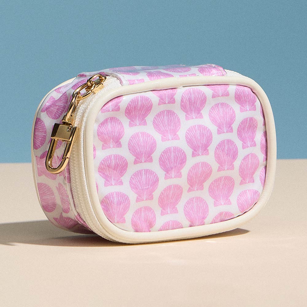 Shell Pattern Print Mini Zip Keychain Pouch Bag