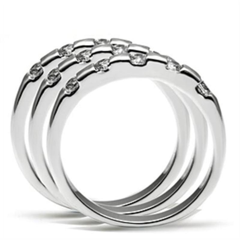 Rhodium Brass Ring with AAA Grade CZ in Clear