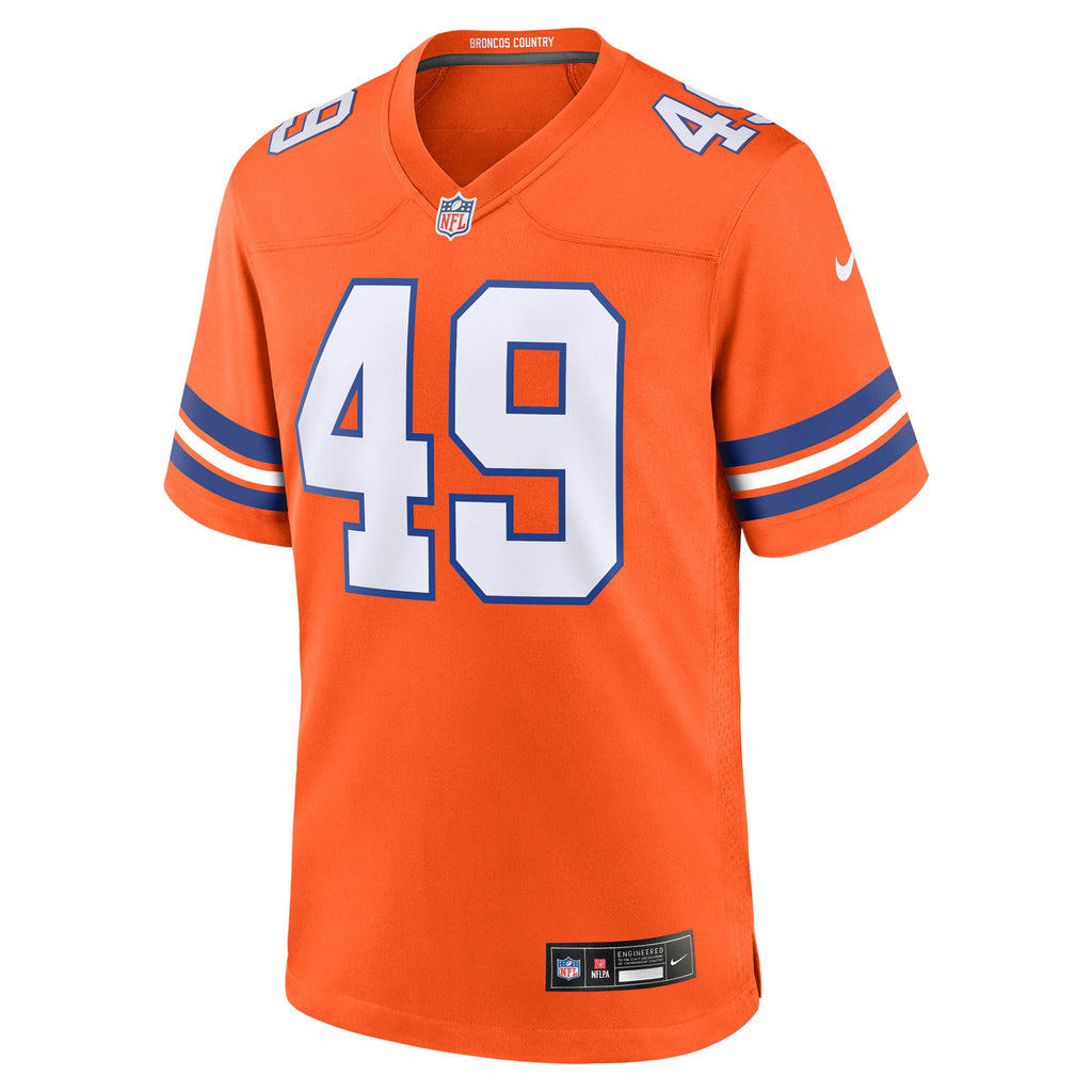 Denver Broncos Alex Singleton Orange Alternate Game Jersey