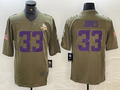 Men's Minnesota Vikings Aaron Jones #33 Olive Player Game Jersey1