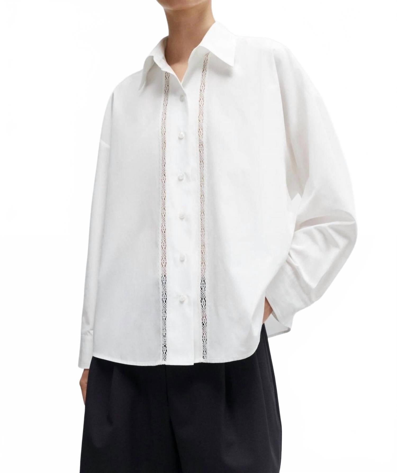 Lace Button Down Shirt In White