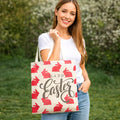 HAPPY EASTER Bunny Pattern Printed Canvas Shoulder Tote Bag