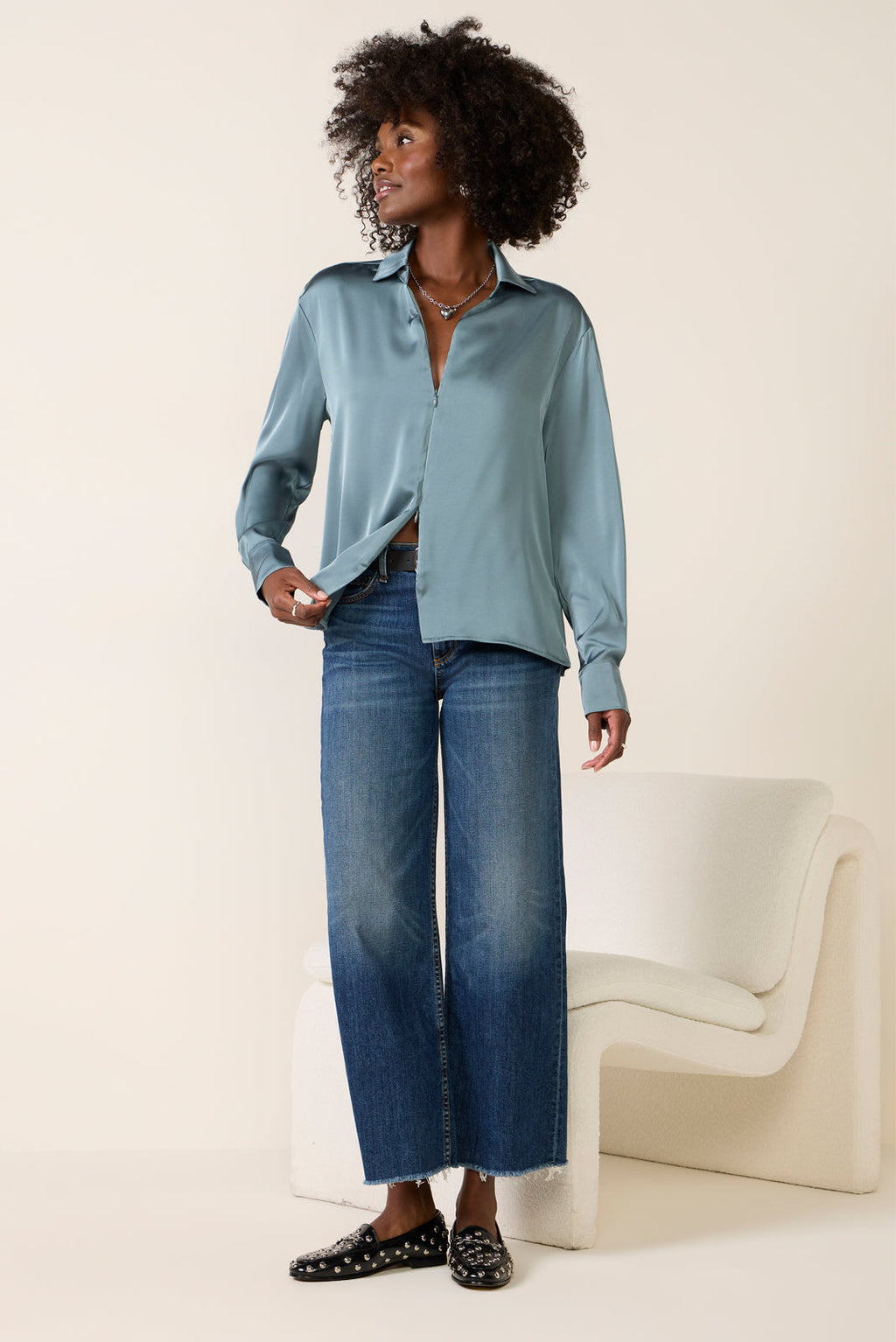 Women's Carrie Double Zip Satin Shirt