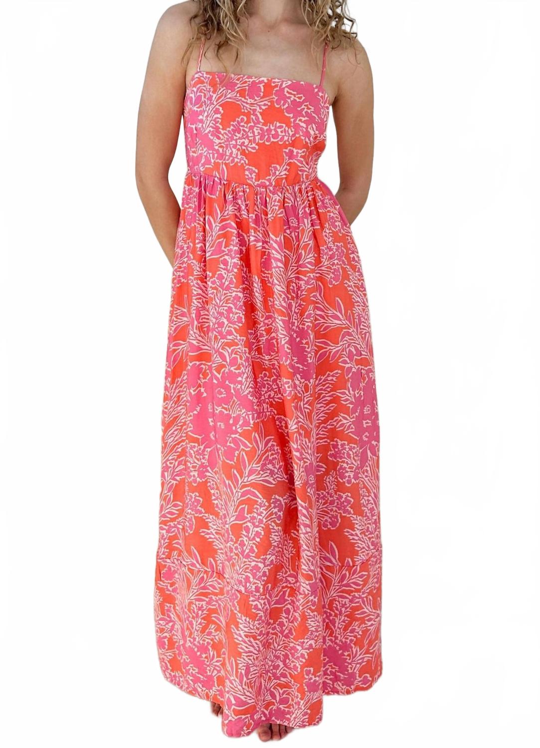 Already Yours Floral Maxi Dress In Orange Pink