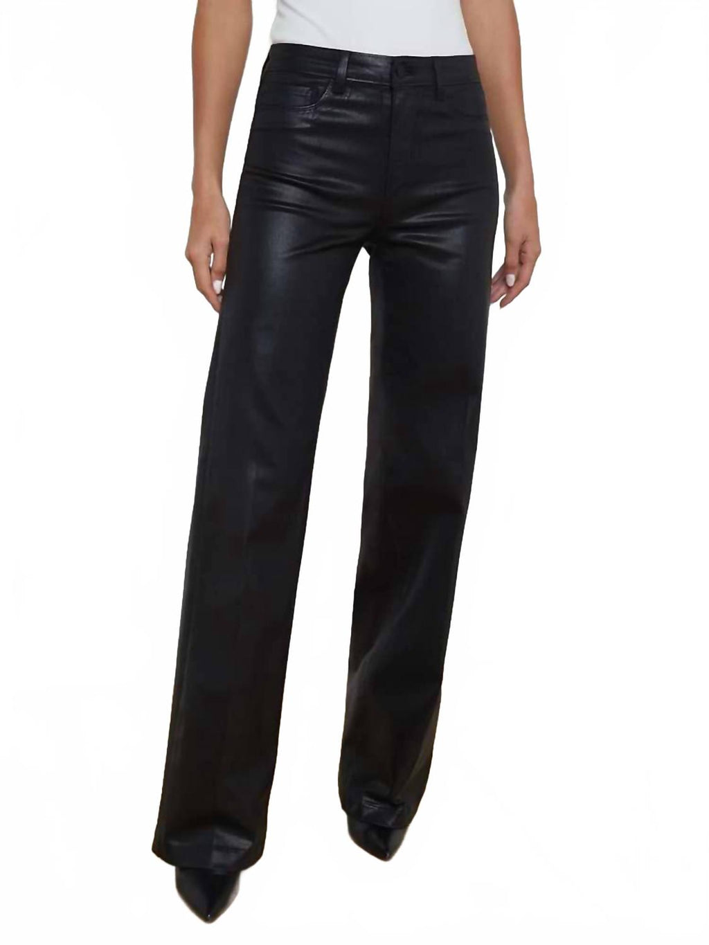 Clayton Coated Wide-Leg Jean In Noir