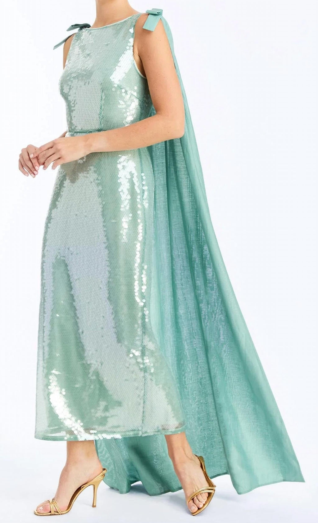 Lillian Covertible Cape Dress In Green
