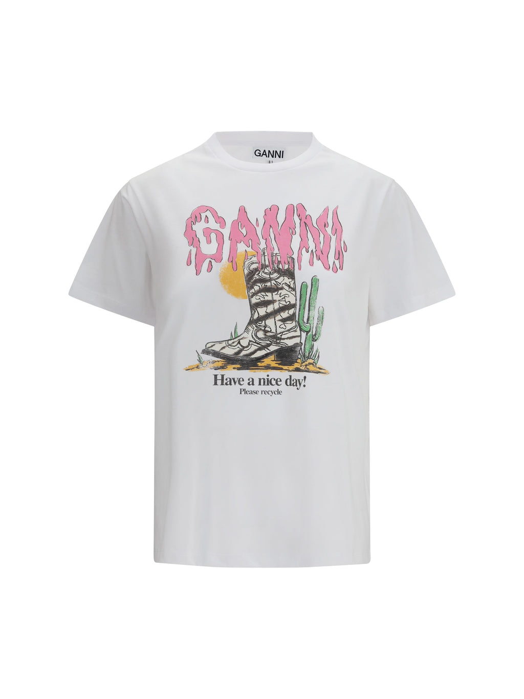 Ganni Women Western T-Shirt With Cowboy Boots