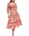 FATE Foiled Floral Print Midi Dress