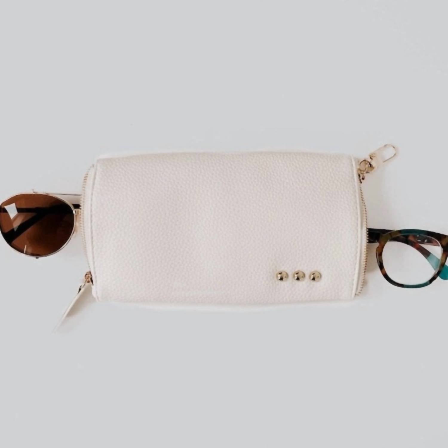 Women's Skyla 2-In-1 Glasses Case Holder In Cream Vegan Leather