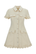 Cream Broderie Denim Mini Dress