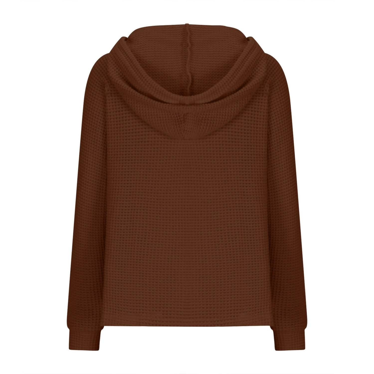 Waffle Button-Up Hoodie Pullover In Caramel