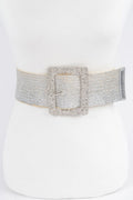 Wide Metal Buckle Clear Belt