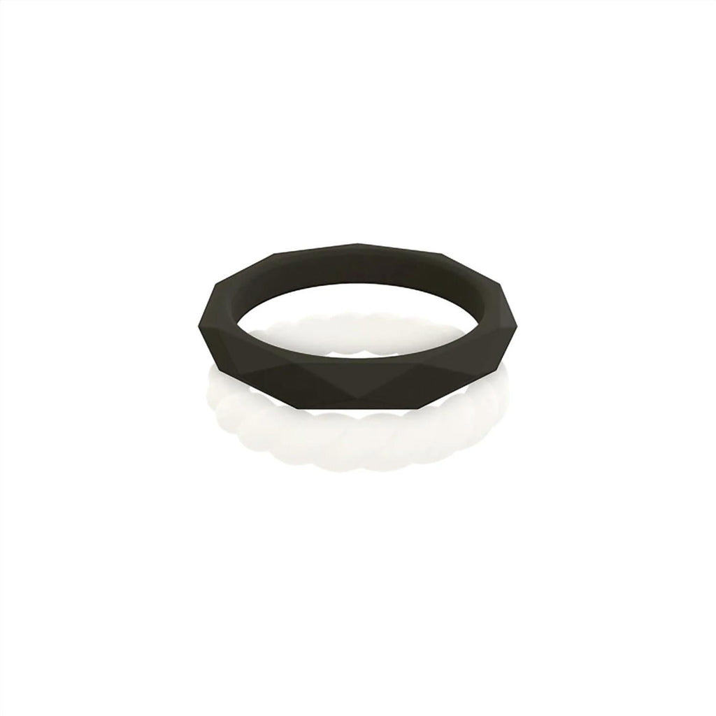 Women's Stackable Silicone Wedding Ring Set In White Black