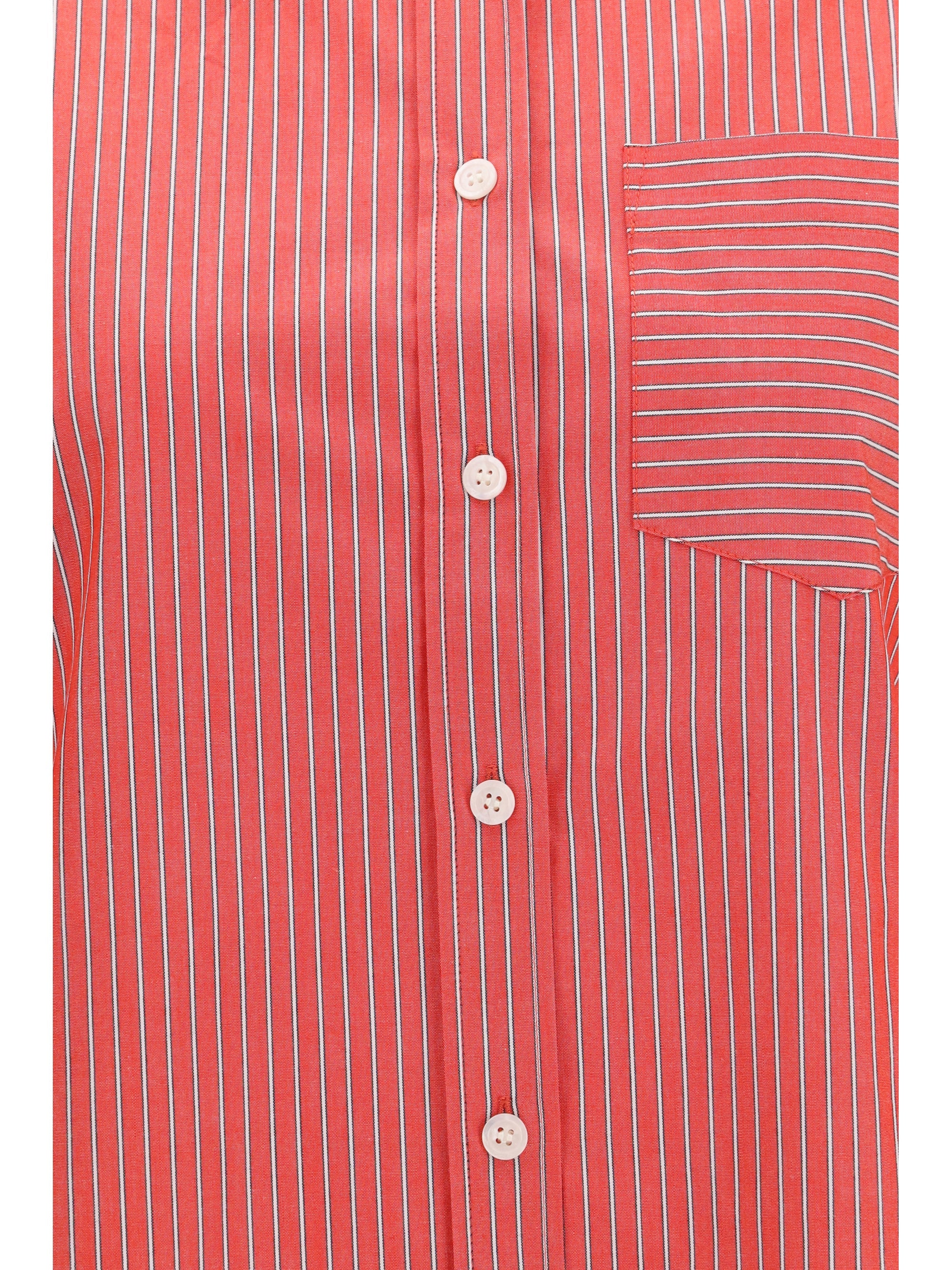 Ganni Women Striped Cotton Shirt With Balloon Sleeves