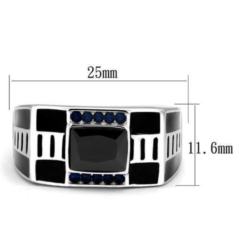 High polished (no plating) Stainless Steel Ring with AAA Grade CZ in Black Diamond