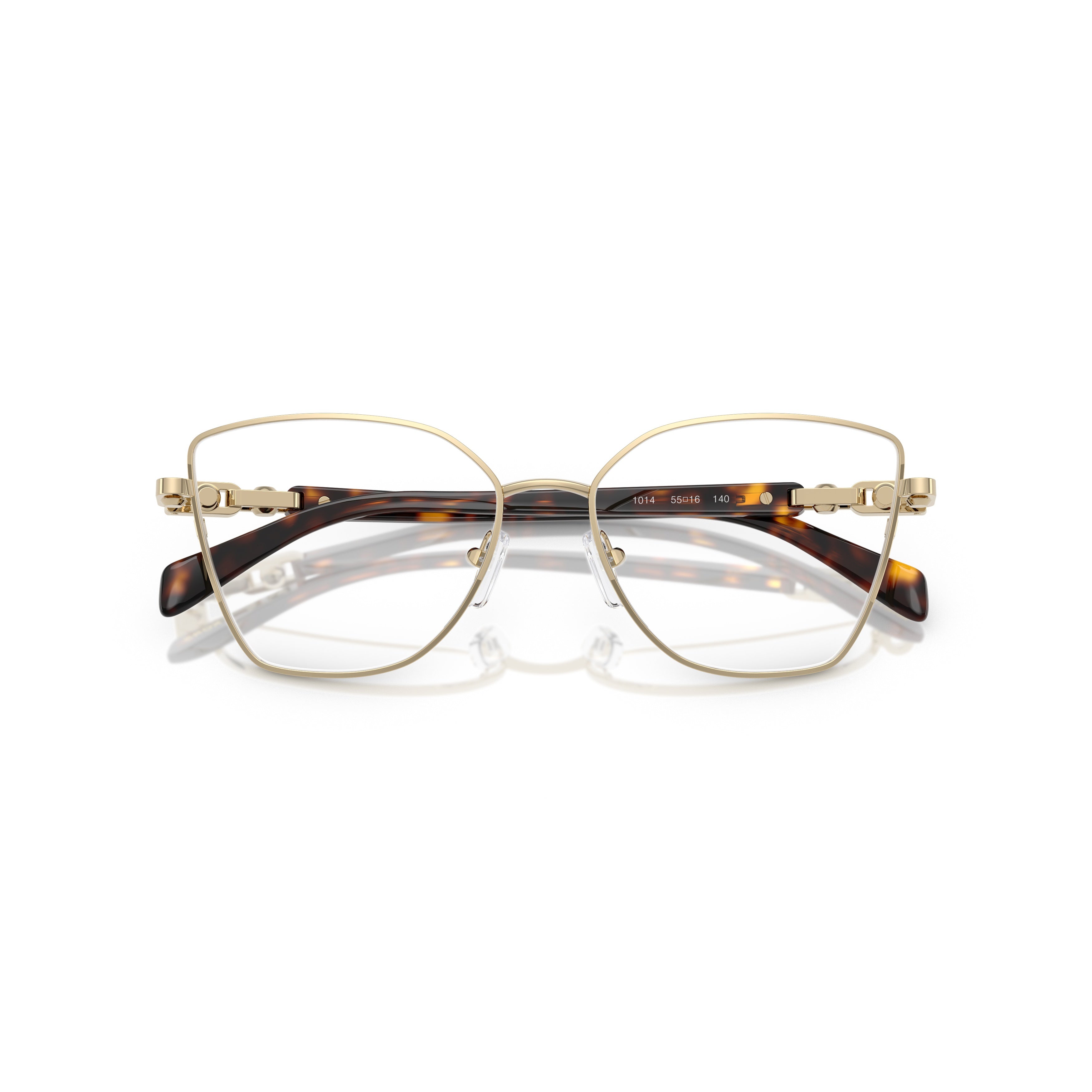 0Mk3090 Geometric Metal Frame Eyeglasses with Tortoiseshell Accents