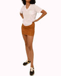Leather Mini Skirt In Camel