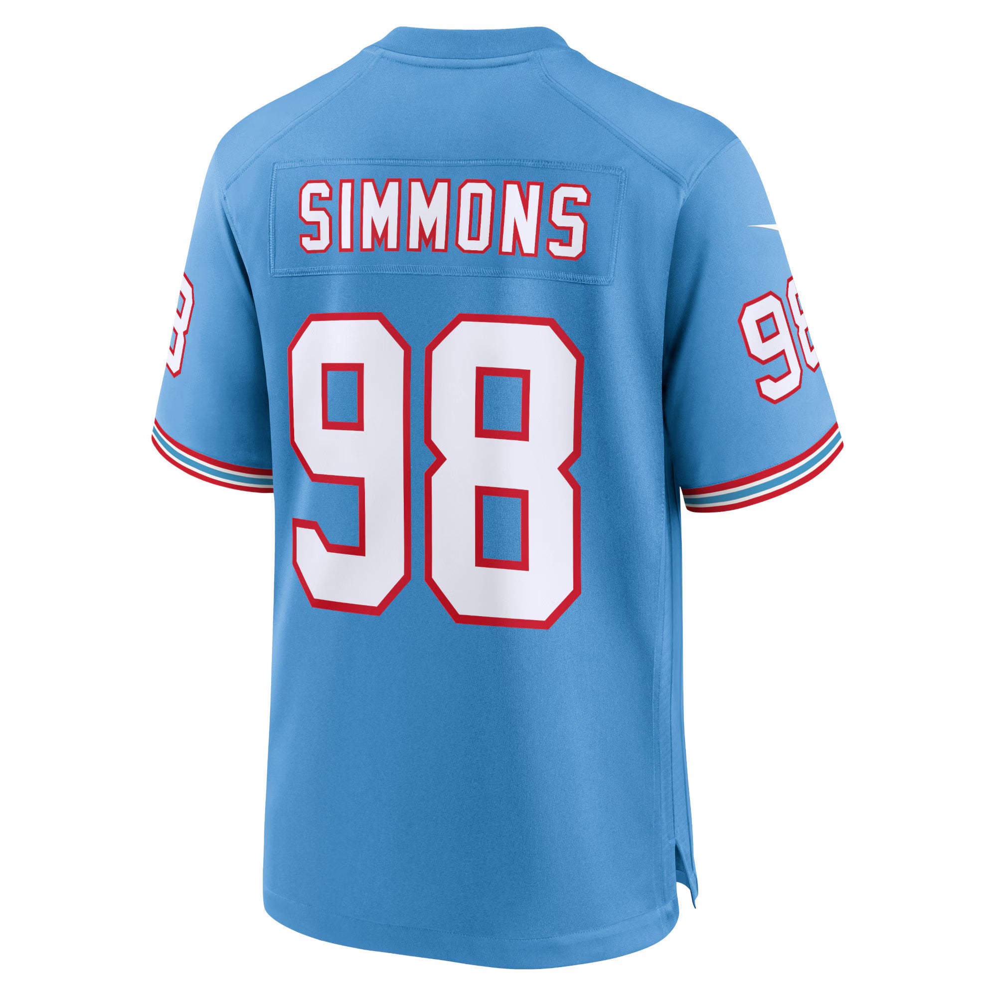 Tennessee Titans Jeffery Simmons Light Blue Oilers Throwback Alternate Game Player Jersey