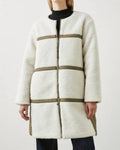 Granger Reversible Sherpa Jacket In Ivory Olive Mix