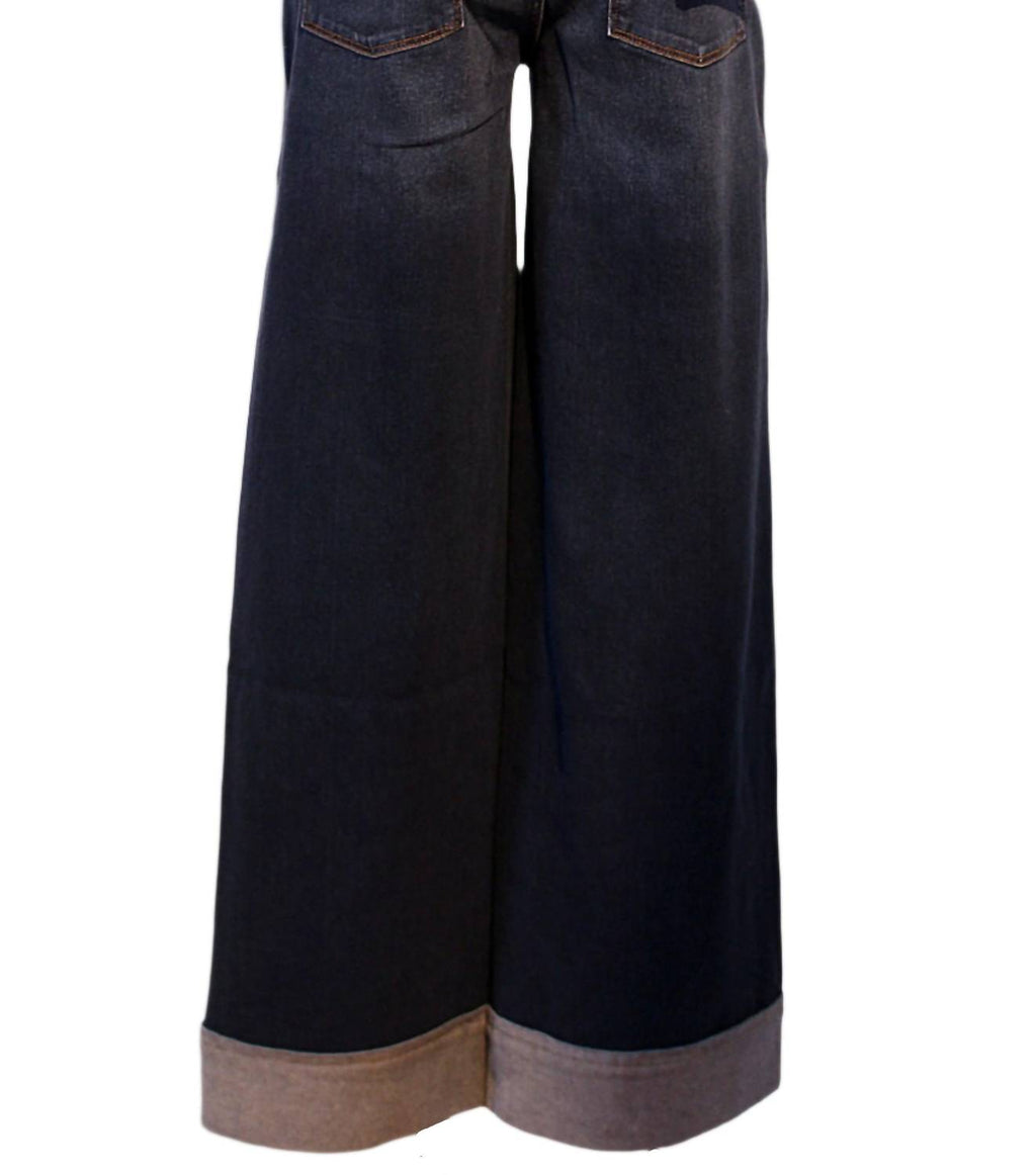 Women's Cuffed Hepburn Wide Leg Jeans In Boardwalk
