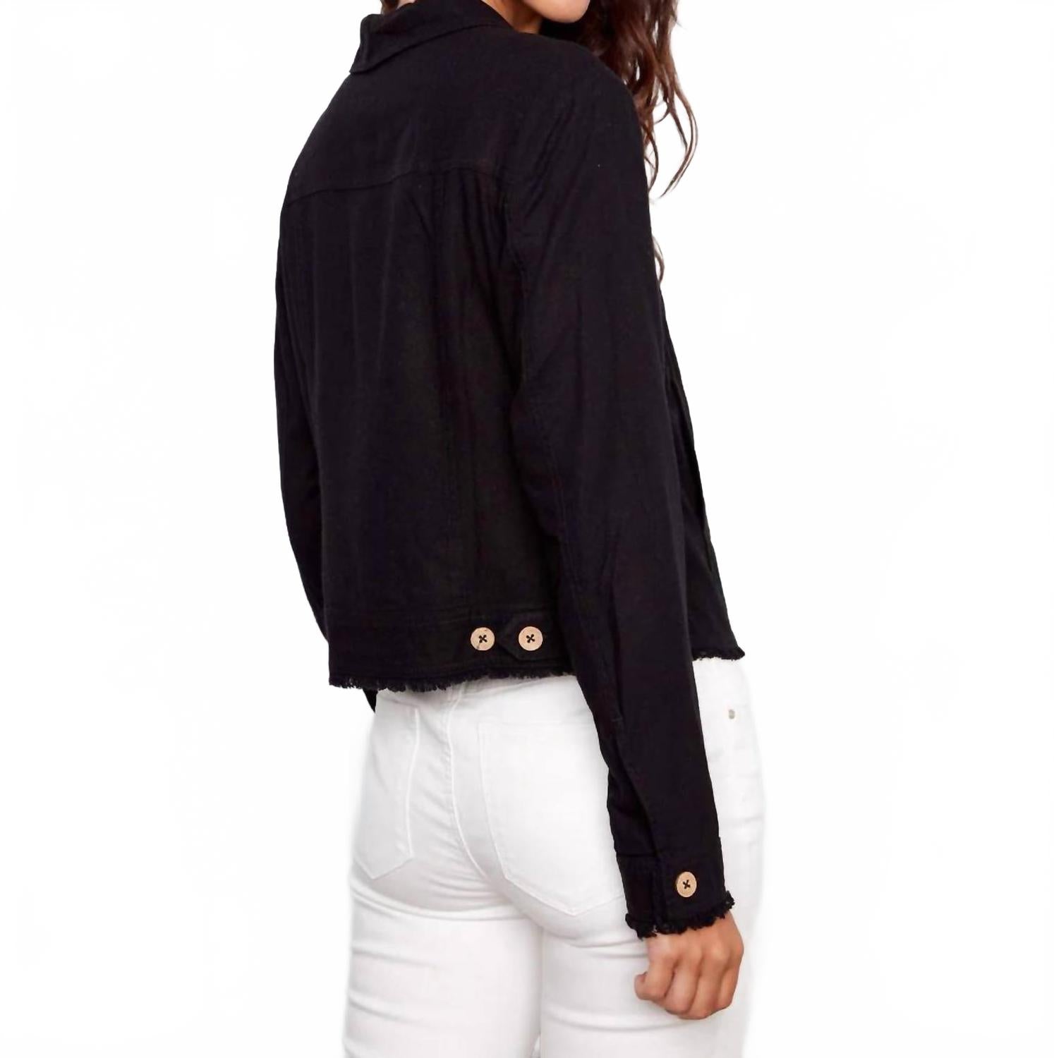 Linen Blend Jacket In Black