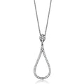 Rhodium Brass Chain Pendant with AAA Grade CZ in Clear