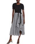 Gracia Asymmetrical Ruffle Detail Midi Dress