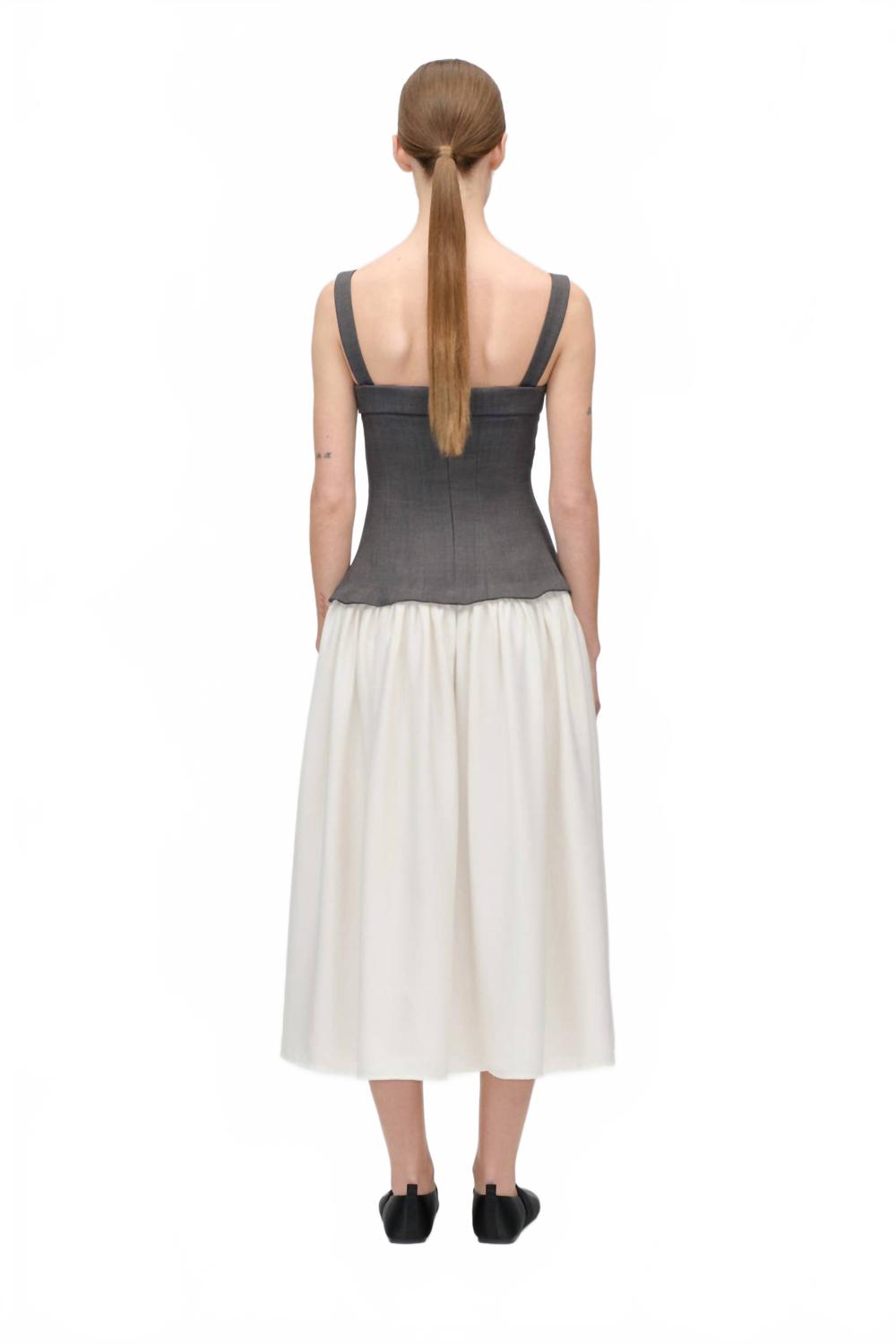 Corset Long Dress In Grey/cream