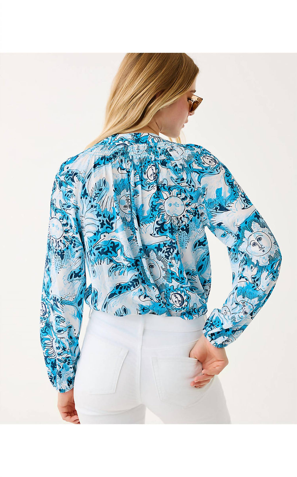 Elsa Silk Top In Lilly Gulls
