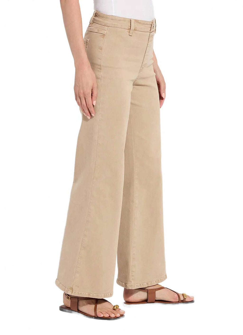 Smoothing Waistband Wide Leg Pant In Asutex Desert Khaki