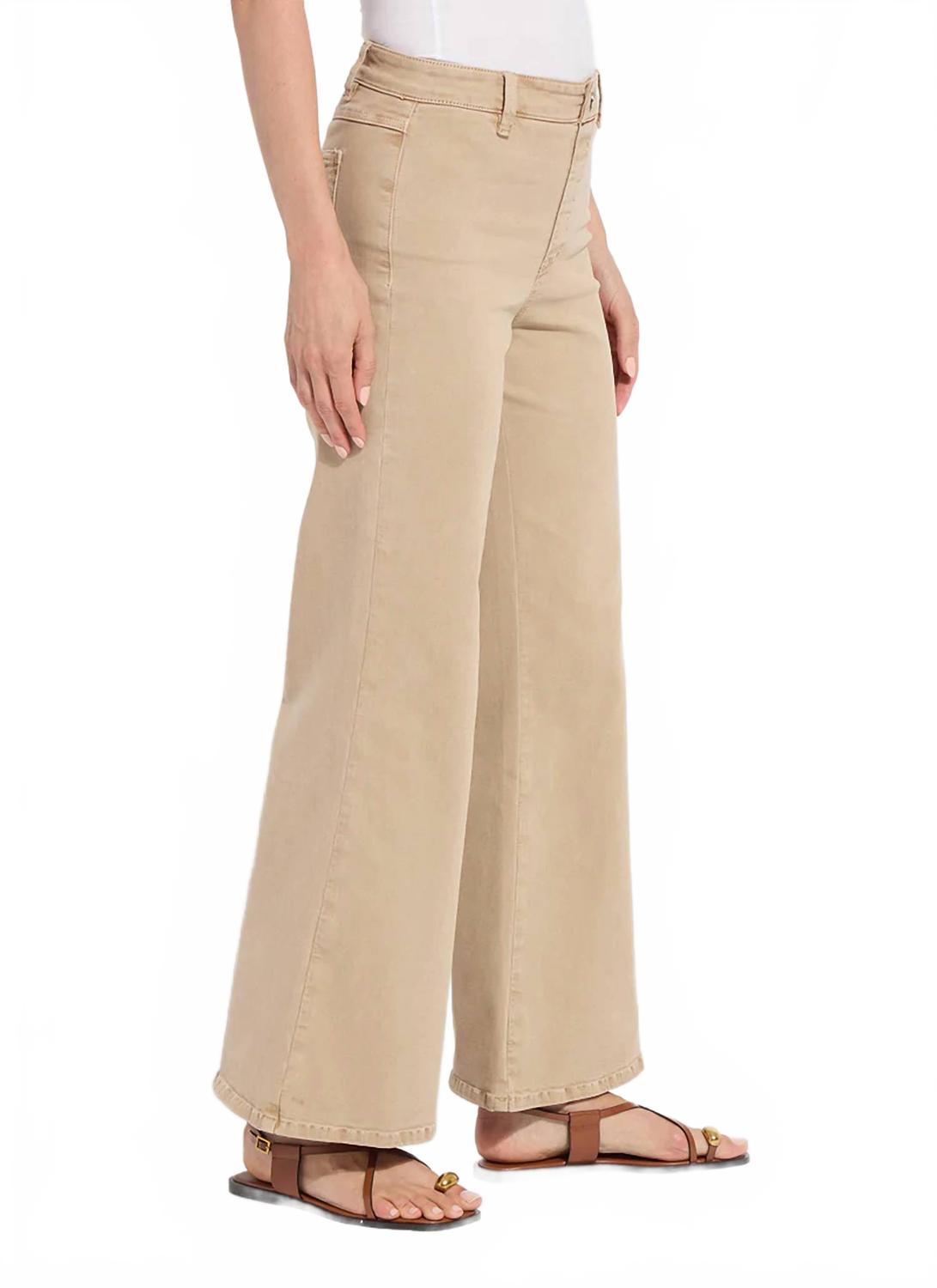 Smoothing Waistband Wide Leg Pant In Asutex Desert Khaki