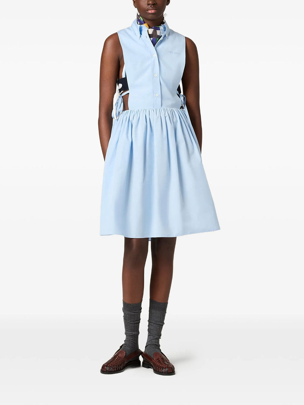 Miu Miu Women Poplin Side Tie Dress