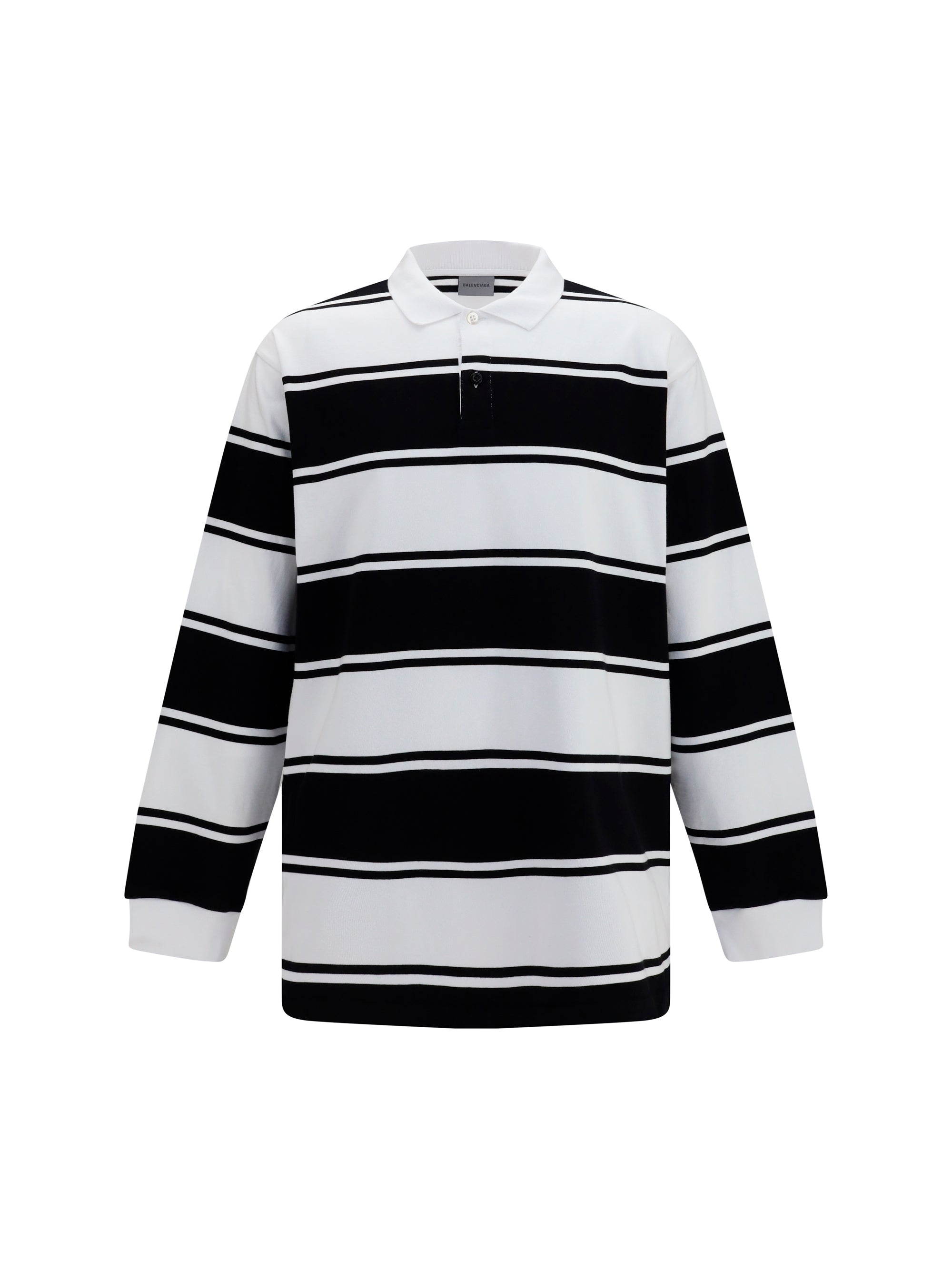 Balenciaga Men Striped Long-Sleeve Polo