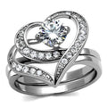 High polished (no plating) Stainless Steel Ring with AAA Grade CZ in Clear