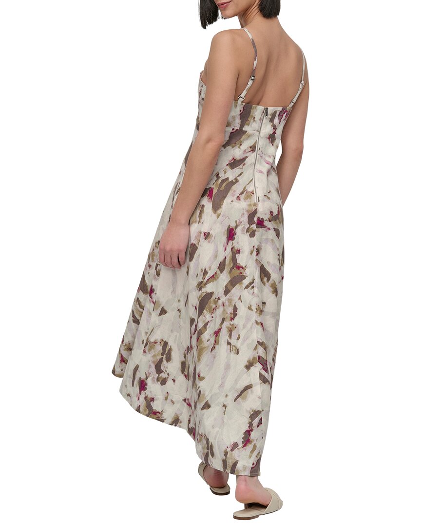 DKNY Printed Linen-Blend Midi Dress