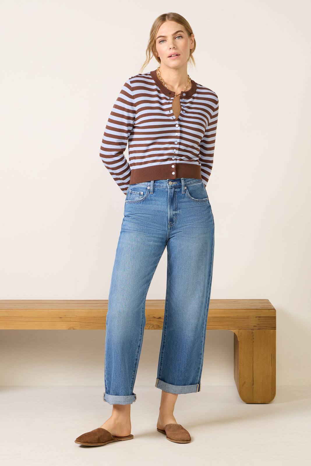 Women's Harlow Striped Button Down Cardigan