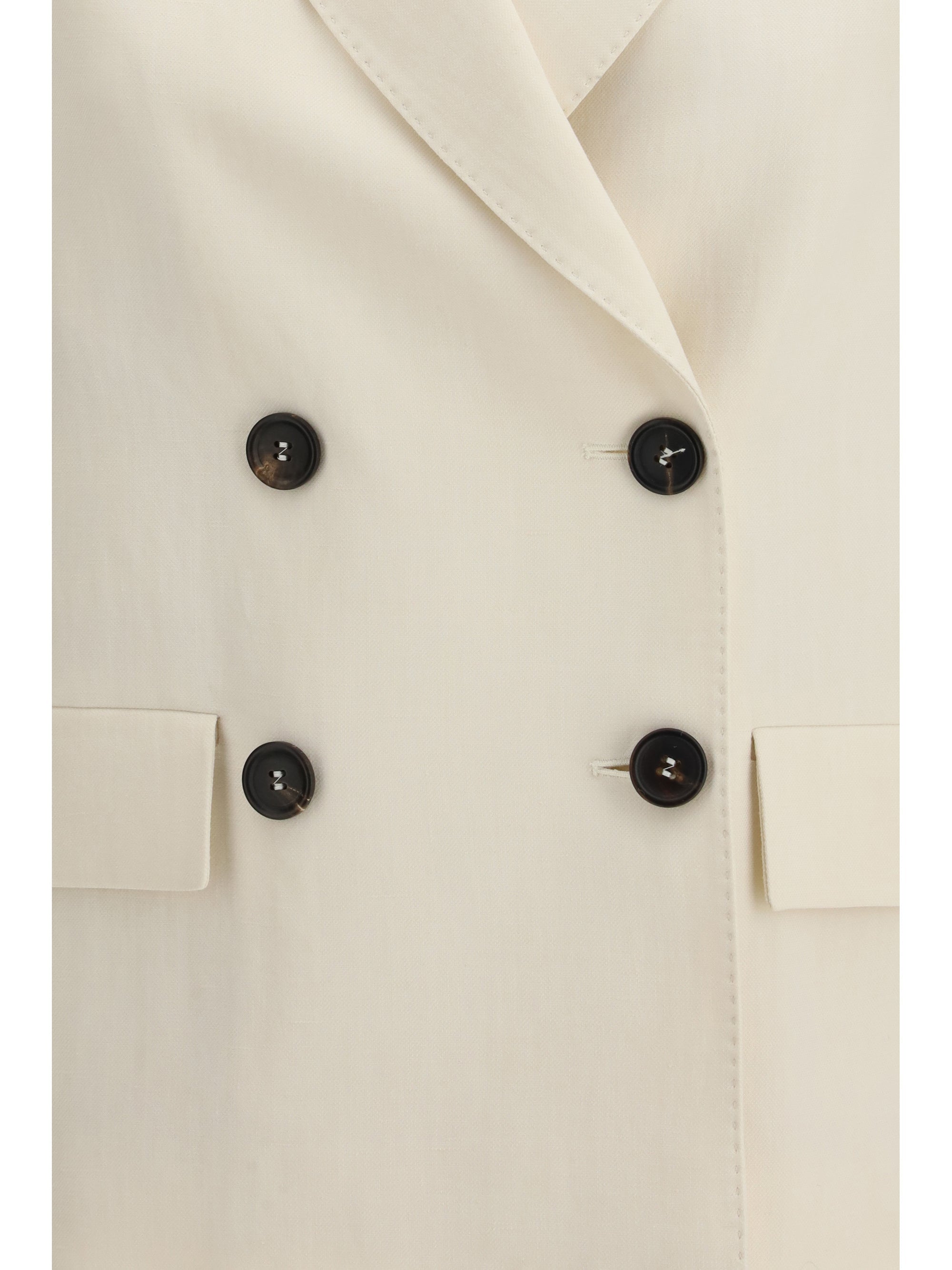 Brunello Cucinelli Women Fluid Twill Jacket In Viscose And Linen With Monile