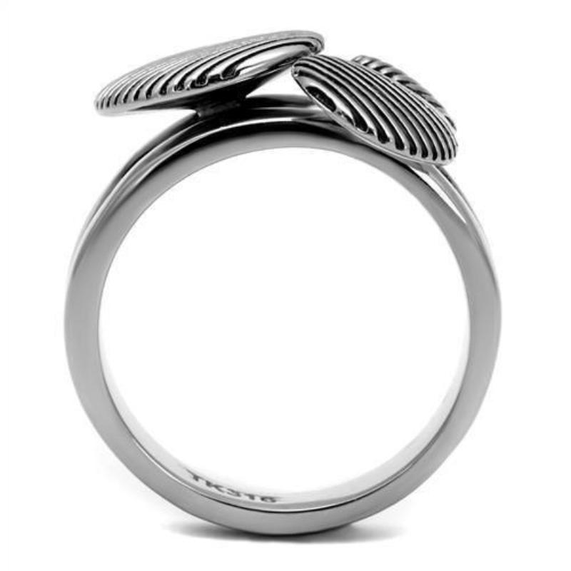 High polished (no plating) Stainless Steel Ring with Epoxy in Jet