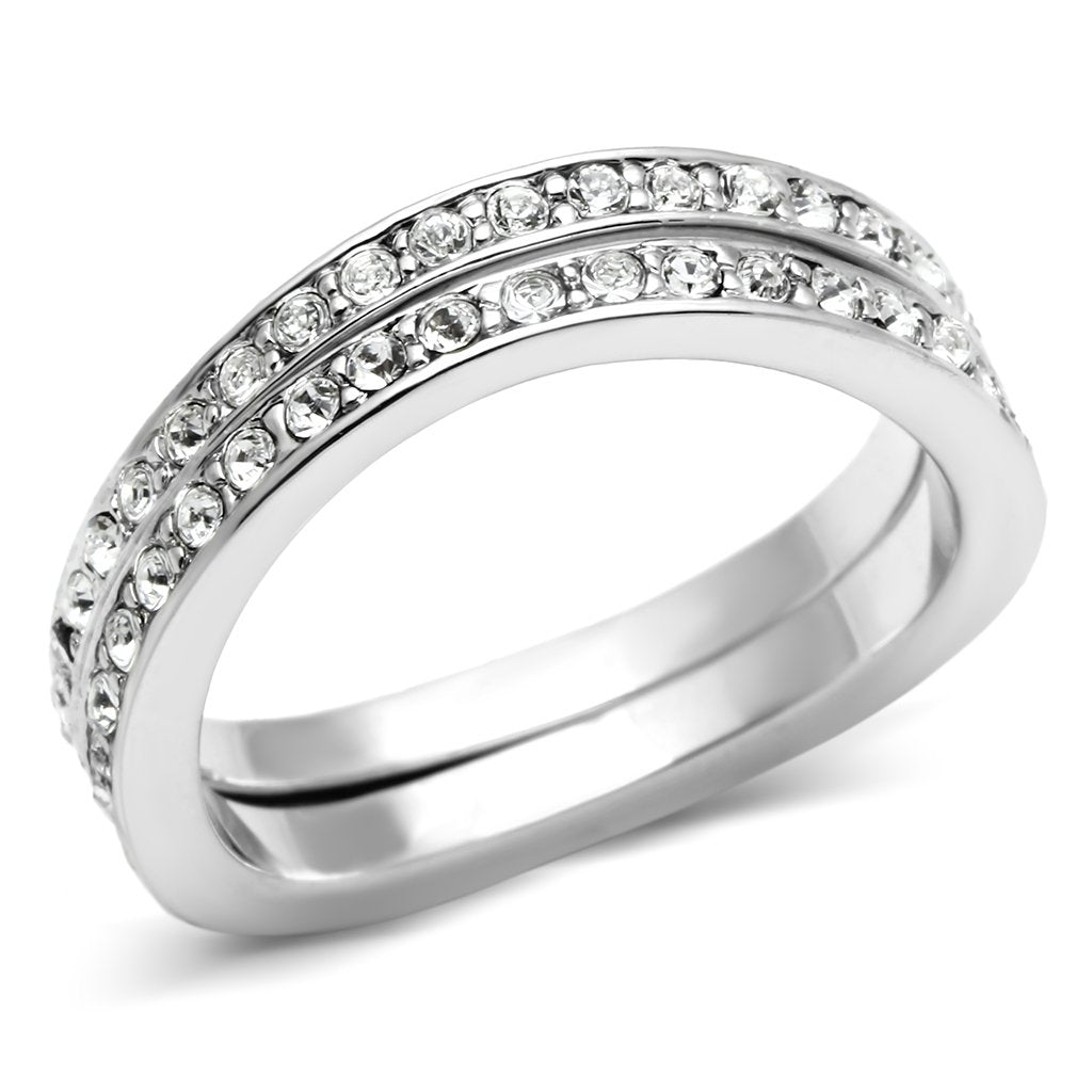 Rhodium Brass Ring with Top Grade Crystal in Clear