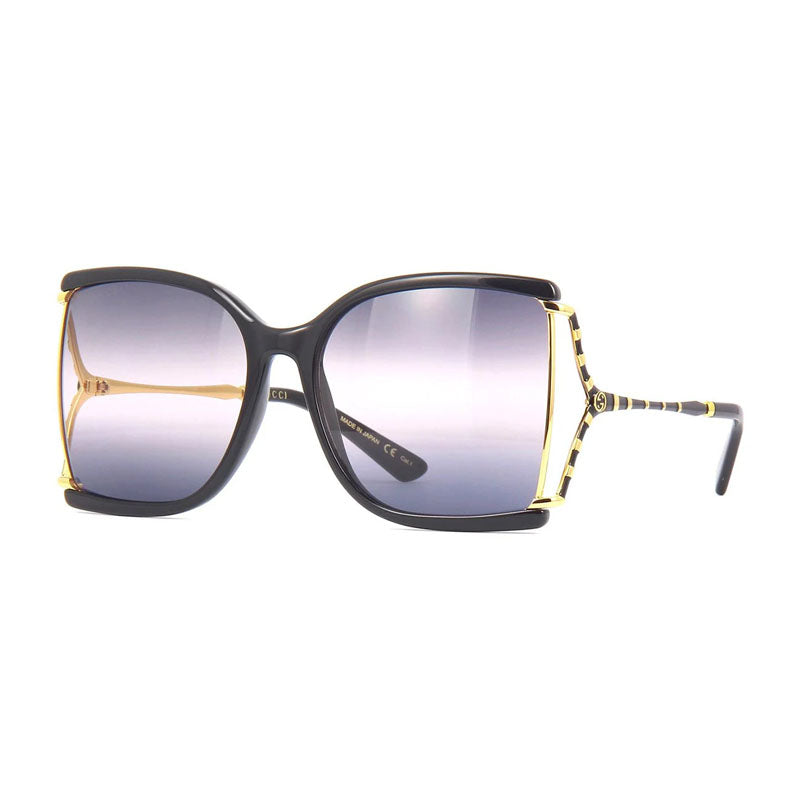 Gucci Sunglasses Square Full Rim, Black Frame And Smoke Gradient Lens Gg0592S002