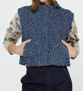 Cropped Quilting Vest In Denim