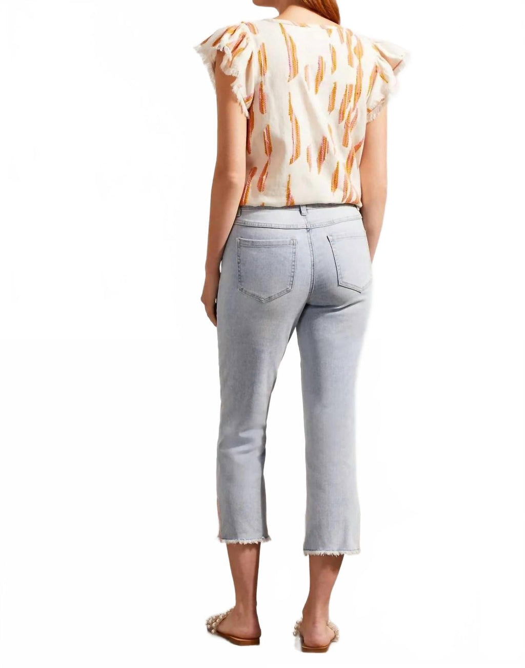 Silvia Side Slit Straight Leg Jean In Blue