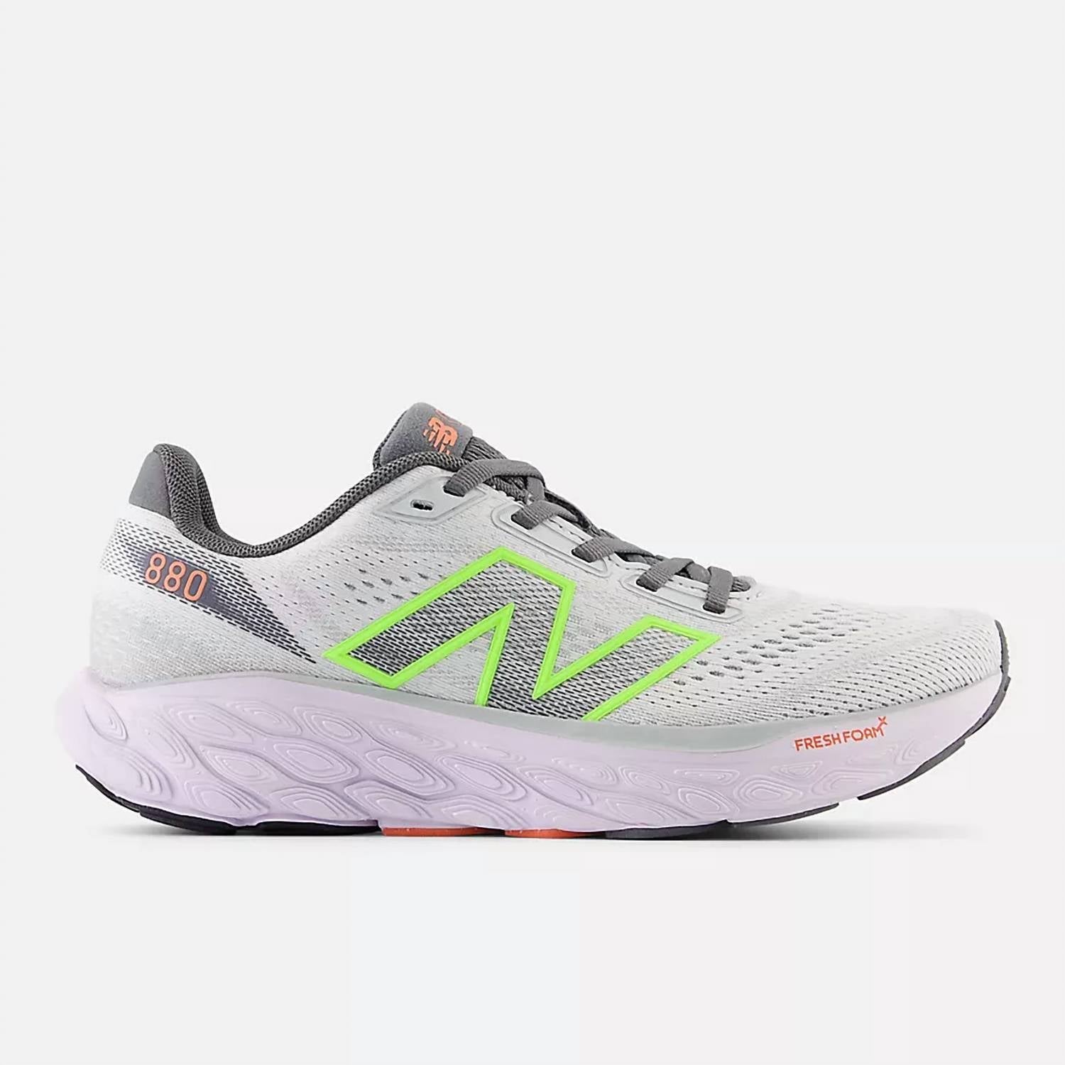 Women's Fresh Foam X 880V14 Running Shoes In Grey Matter Bleached Lime Glo