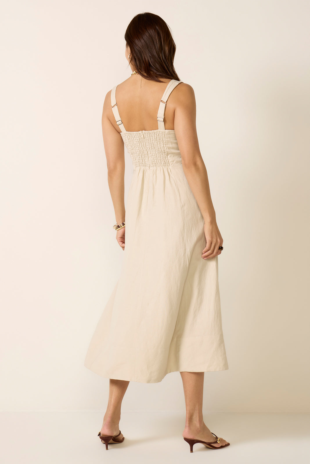 Women's Kaiden Linen Seamed Midi Dress