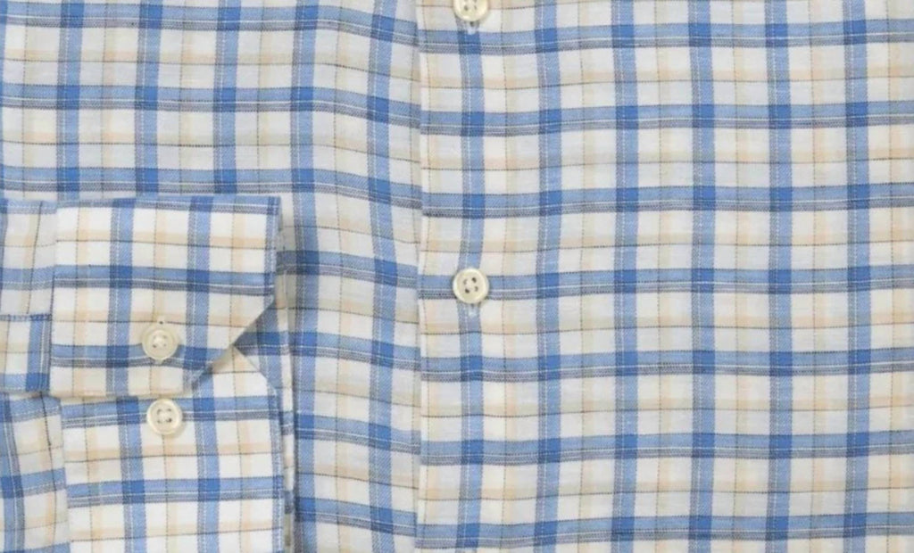 Men's Coastal Linen Plaid Shirt In Blue