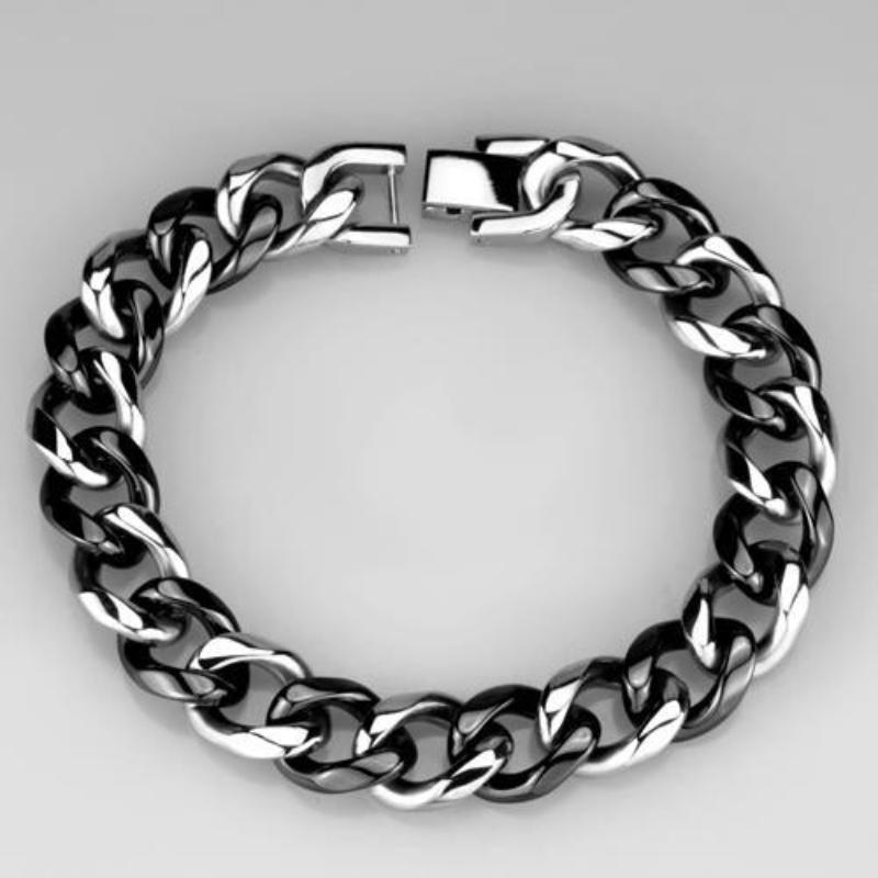 High polished (no plating) Stainless Steel Bracelet with Ceramic in Jet