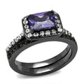 IP Light Black Stainless Steel Ring with AAA Grade CZ in Tanzanite